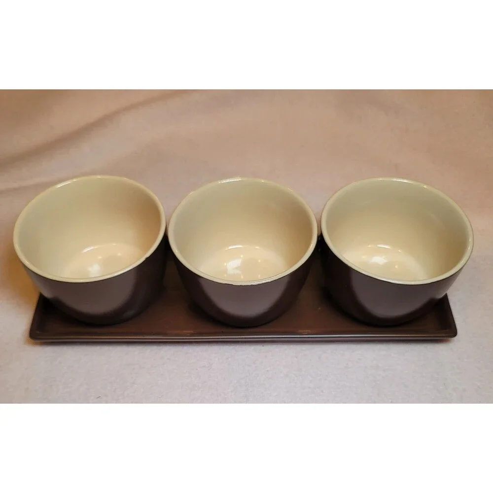 0797. Brown and Cream Color Serving Dishes for Football 🏈 Season 🏈